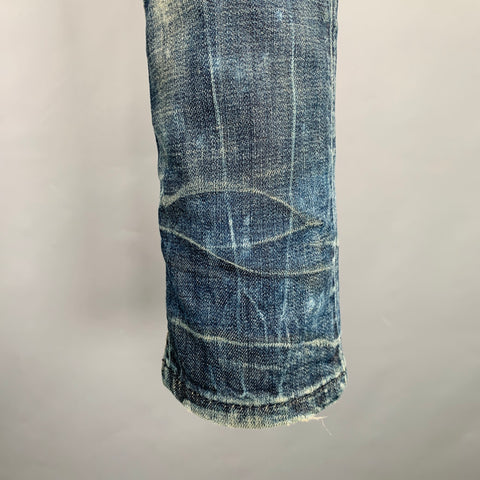 DIESEL Size 26 Tepphar Blue Cotton Blend Tapered Slim Distressed Jeans