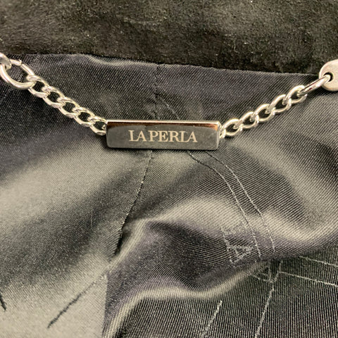 LA PERLA Size M Grey Black White Tweed Cotton Blend Coat