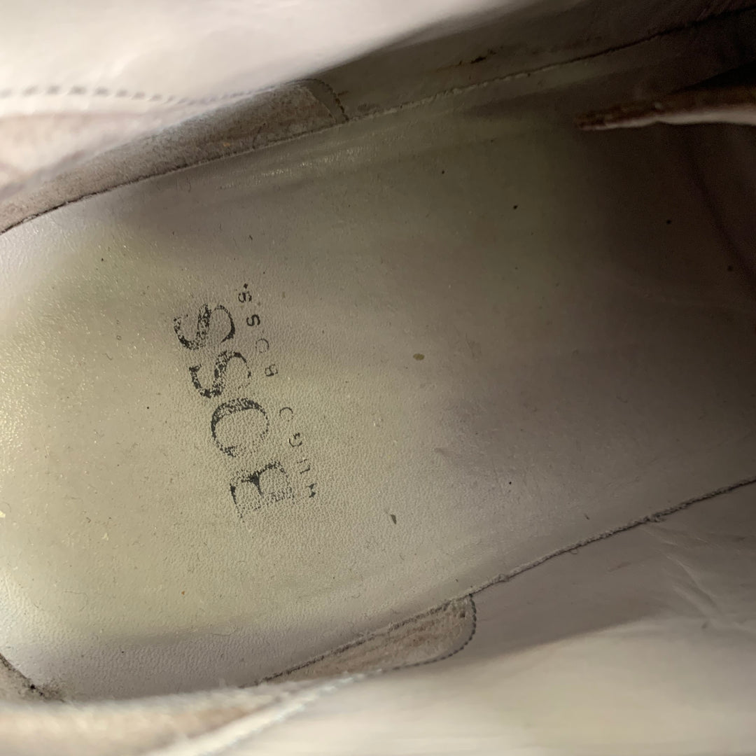 HUGO BOSS Size 8.5 Tan Khaki Leather Square Toe Lace Up Shoes