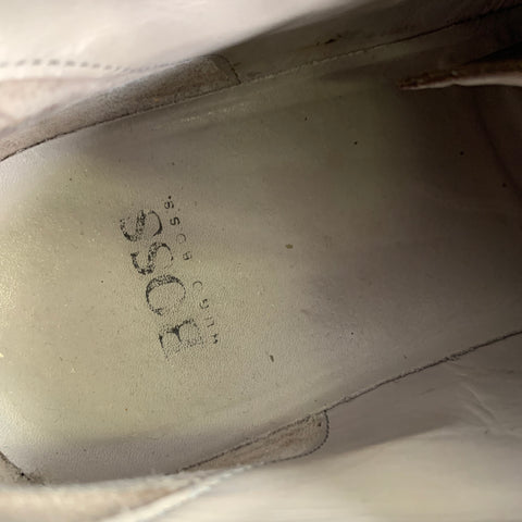 HUGO BOSS Size 8.5 Tan Khaki Leather Square Toe Lace Up Shoes