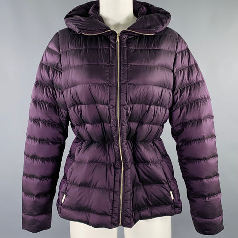 MASSIMO DUTTI Size L Purple Nylon Hooded Padded Jacket