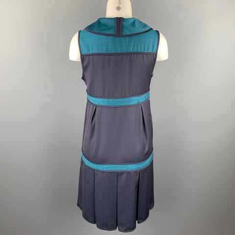 MARC by MARC JACOBS Size 6 Navy Teal Wool Corduroy Pleated Dress