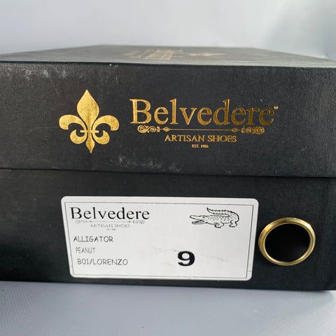 BELVEDERE Size 9 Brown Alligator Leather Derby Lace-Up Shoes