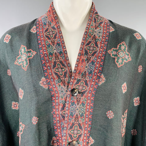 YANTOR SS18 One Size Black Red Diamond Silk Cotton Coat
