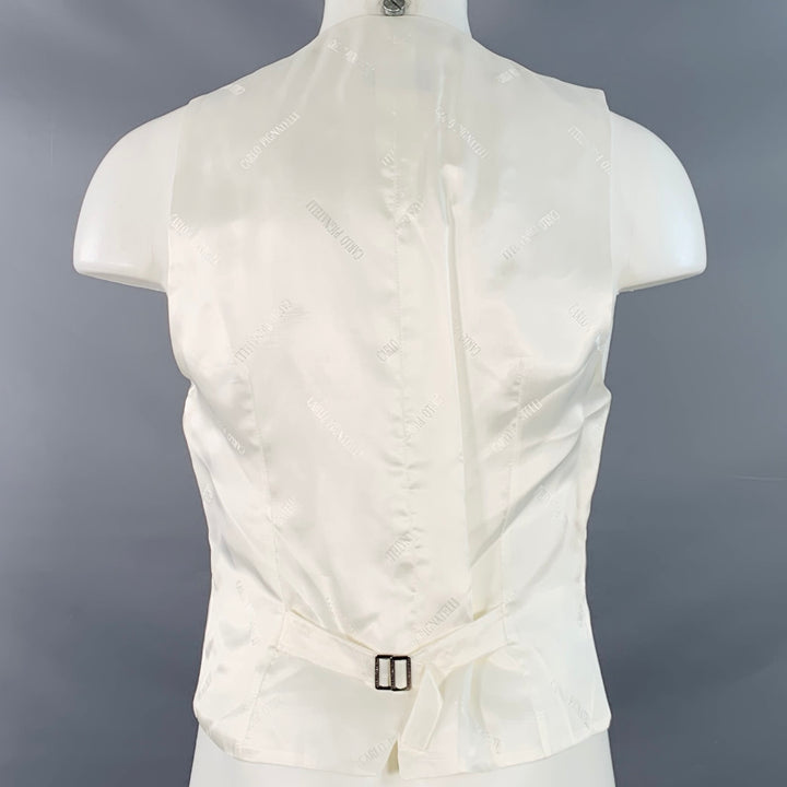 CARLO PIGNATELLI CERIMONIA Size 38 Cream Acetate Silk V-Neck Vest