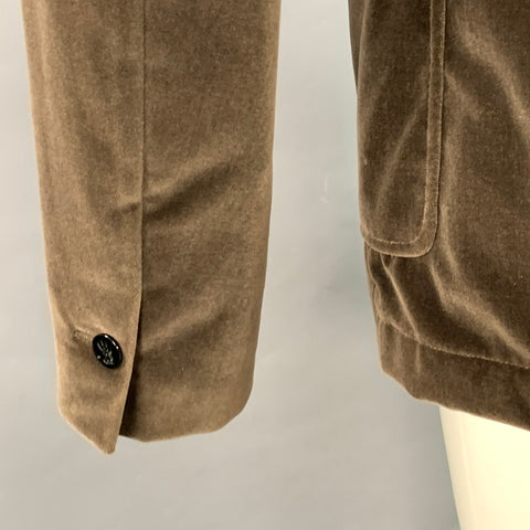 PAUL SMITH Size 40 Olive Green Cotton Velvet Notch Lapel Sport Coat
