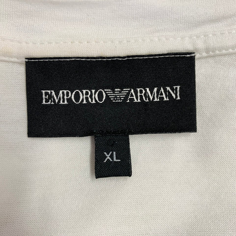 EMPORIO ARMANI Size XL White Black Grey Abstract Brushstroke Cotton Crew Neck T-shirt