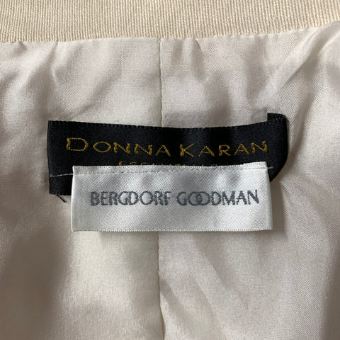 DONNA KARAN Size 8 Cream Wool & Rayon Notch Lapel Jacket Blazer