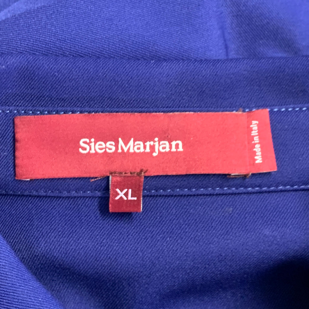 SIES MARJAN Size XL Blue Polyester Twill Patch Pockets Long Sleeve Shirt