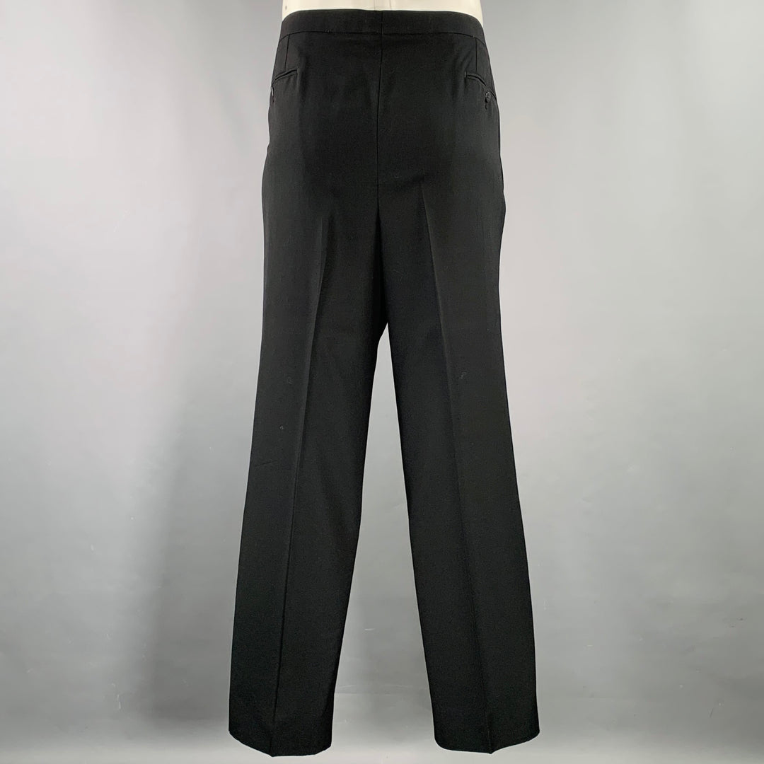 BRIONI Size 46 Black Wool Double Breasted Tuxedo