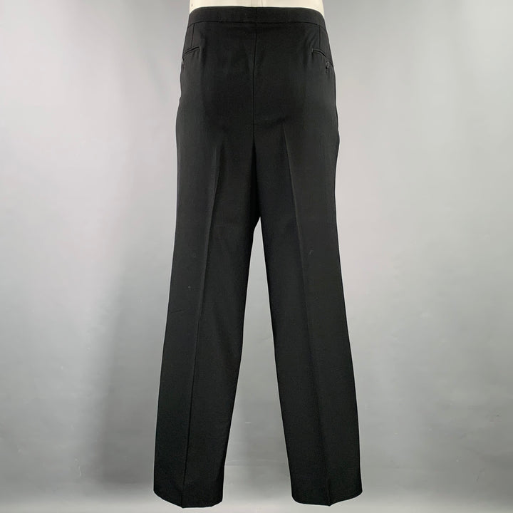 BRIONI Size 46 Black Wool Double Breasted Tuxedo