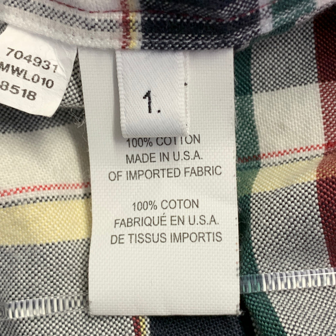 THOM BROWNE Size XS Multi Color Plaid Cotton One Pocket Long Sleeve Shirt