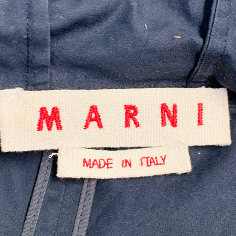 MARNI Size 2 Black Cotton Bishop Sleeve Zip Up Hooded Jacket