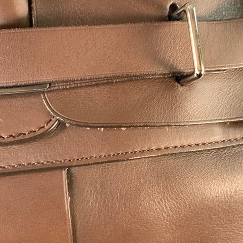 BRUNELLO CUCINELLI Chocolate Brown Leather Clasp Weekender Bag