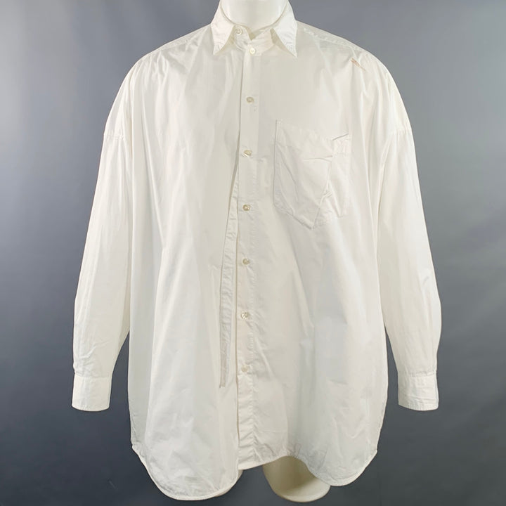 ISCRIRE SS20 Size S White Cotton Oversized One Pocket Volume Long Sleeve Shirt