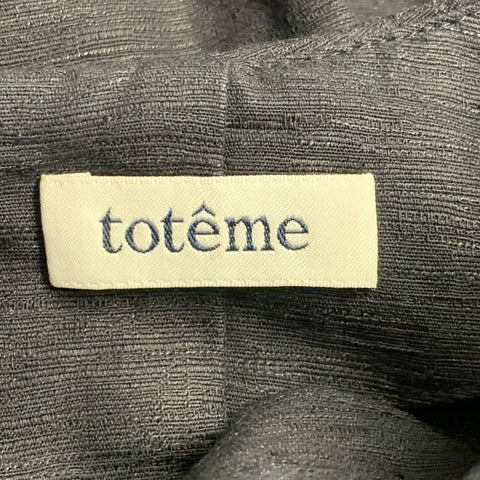 TOTEME Size M Black Cotton Linen Short Sleeve Pleated Blouse