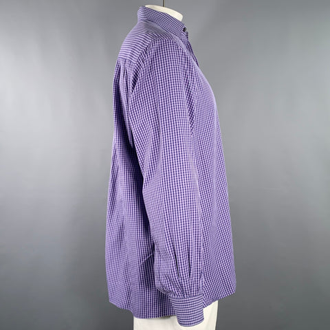 ERMENEGILDO ZEGNA Size XL Purple Lavender Checkered Cotton Long Sleeve Shirt