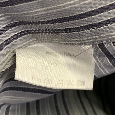 GUCCI Size S Grey Charcoal White Stripe Cotton French Cuffs Long Sleeve Shirt