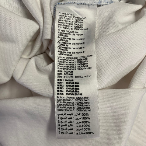 3.1 PHILLIP LIM Size S White Blue Mixed Materials Cotton Silk T-shirt