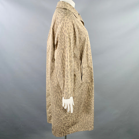 DRIES VAN NOTEN Size L Tan Taupe Polyester Animal Print Button Up Coat