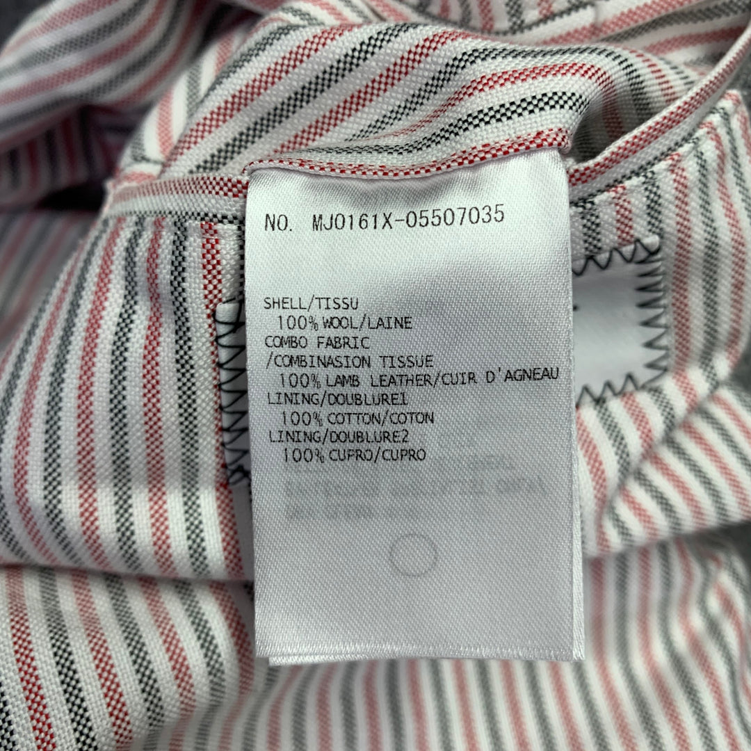 THOM BROWNE Size XL Grey White Mixed Materials Wool Varsity Jacket