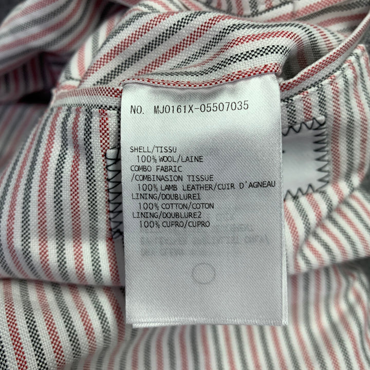THOM BROWNE Size XL Grey White Mixed Materials Wool Varsity Jacket