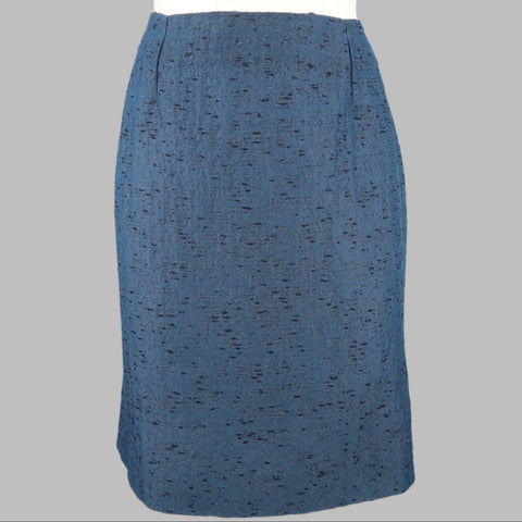VALENTINO Size 6 Blue Viscose Blend Textured Pencil Skirt