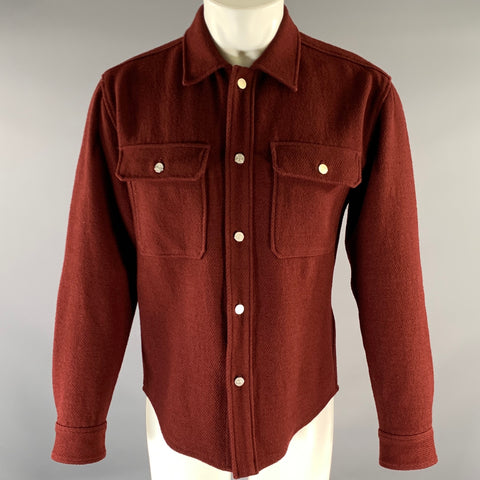 FRAME Size S Burgundy Wool Cotton Shirt Jacket