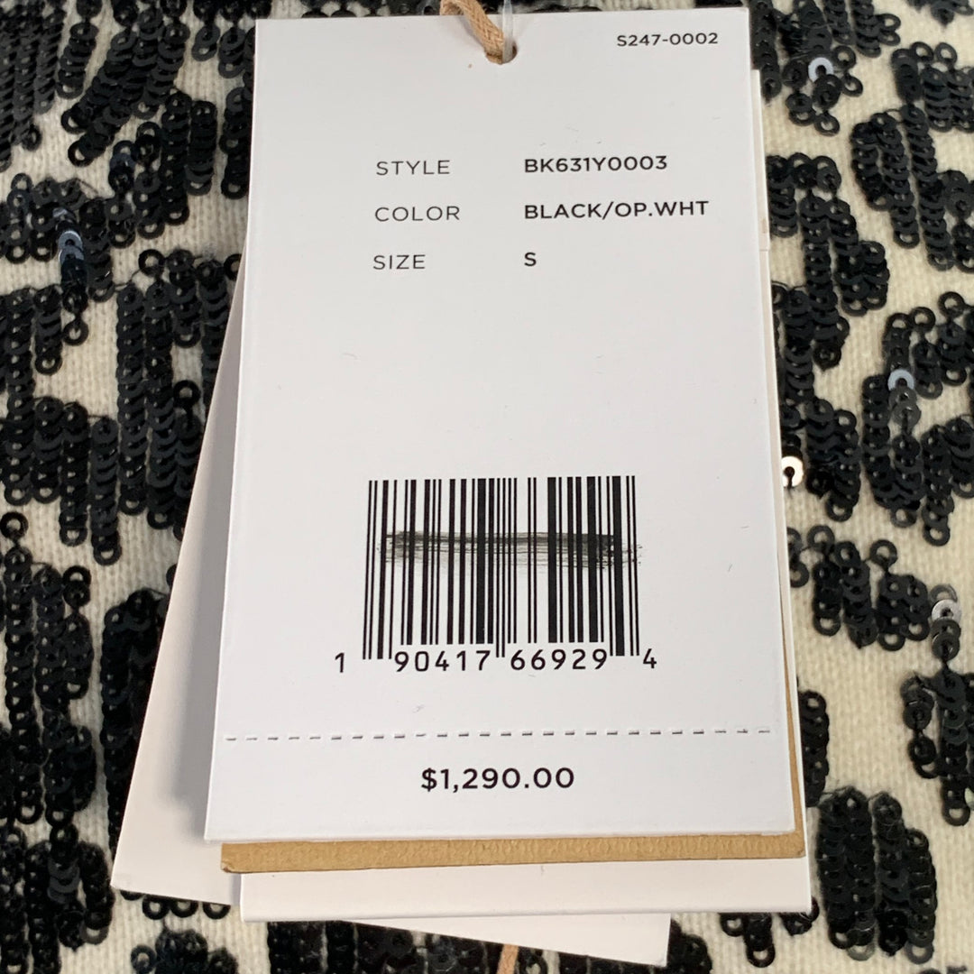 MICHAEL KORS COLLECTION Size S Black White Cashmere Sequined Animal Print Dress Top