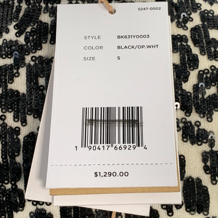 MICHAEL KORS COLLECTION Size S Black White Cashmere Sequined Animal Print Dress Top