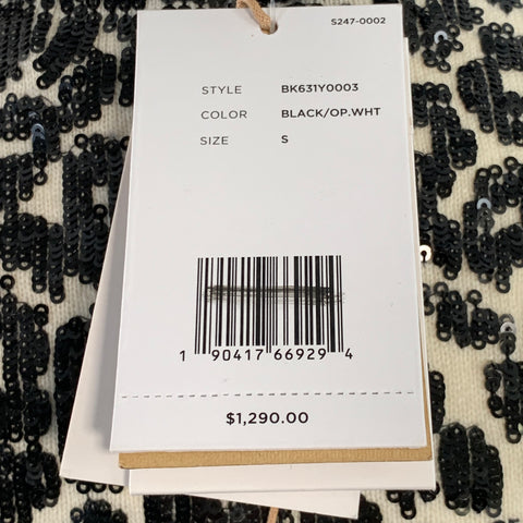 MICHAEL KORS COLLECTION Size S Black White Cashmere Sequined Animal Print Dress Top