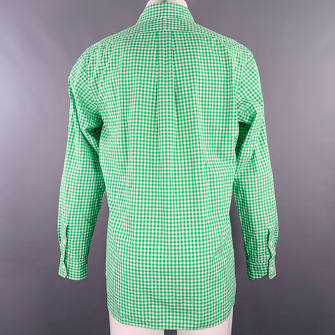 RALPH LAUREN Size M Green White Gingham Cotton Button Down Long Sleeve Shirt