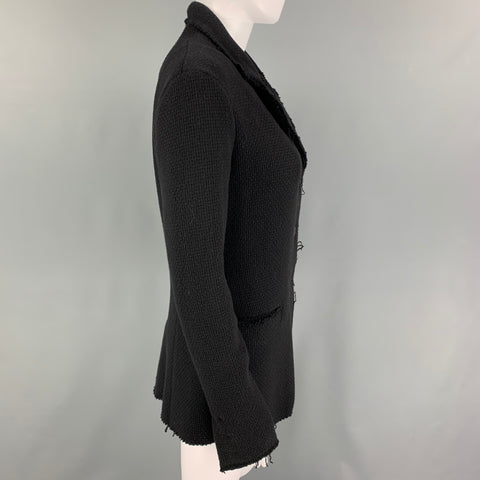 M.A+ Size M Black Textured Buttoned Jacket
