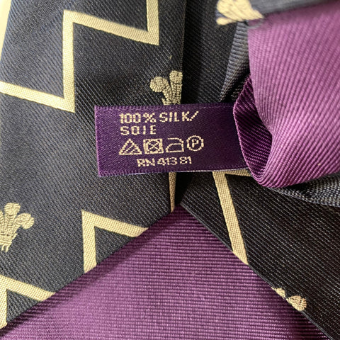 RALPH LAUREN Navy White Mixed Pattern Silk Tie
