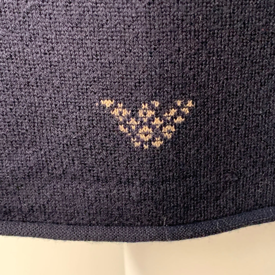 EMPORIO ARMANI Size M Navy Tan Contrast Trim Wool Turtleneck Pullover
