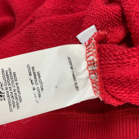 J.W.ANDERSON Size L Red White University Cotton Hoodie Sweatshirt