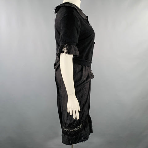 JUNYA WATANABE AW 2007 Size L Black Asymmetrical Short Sleeve Cardigan Dress