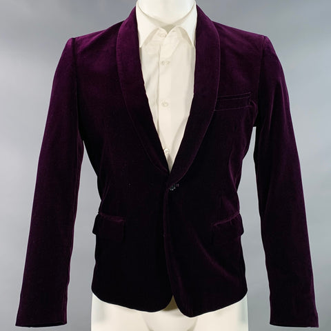 TRISECT 2 Size S Purple Cotton Blend Velvet Single Breasted Shawl Collar Sport Coat