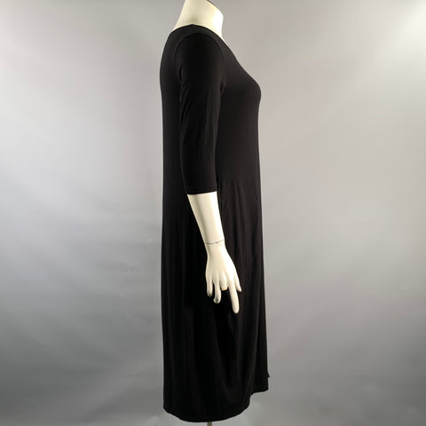 ALEMBIKA Size 8 Black White Rayon Lycra Geometric Knee Length Dress