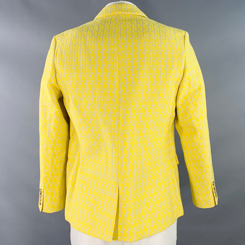 MR TURK Chest Size 42 Yellow Grey Jacquard Cotton Blend Notch Lapel Sport Coat