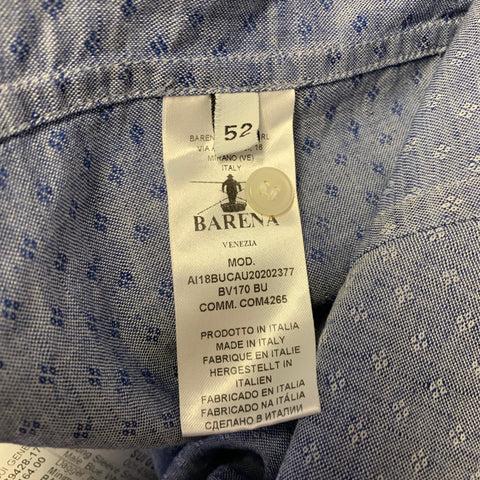 Chemise BARENA taille XL à manches longues en coton à motifs géométriques bleus et blancs