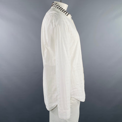 BURBERRY LONDON Size XL White Plaid Cotton Hidden Placket Long Sleeve Shirt
