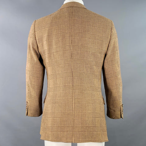 RALPH LAUREN Size 38 Regular Tan Brown Glenplaid Cotton Cashmere Sport Coat
