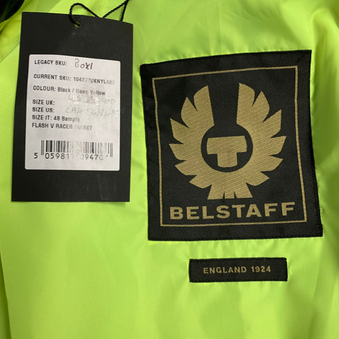 BELSTAFF Size 38 -Flash V Racer- Black Green Leather Biker Jacket