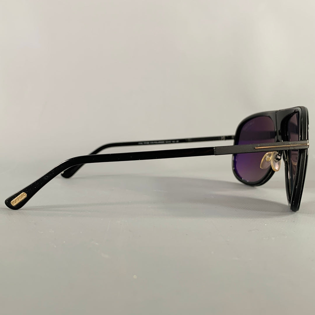 TOM FORD Chris Black Acetate Teardrop Aviator Sunglasses