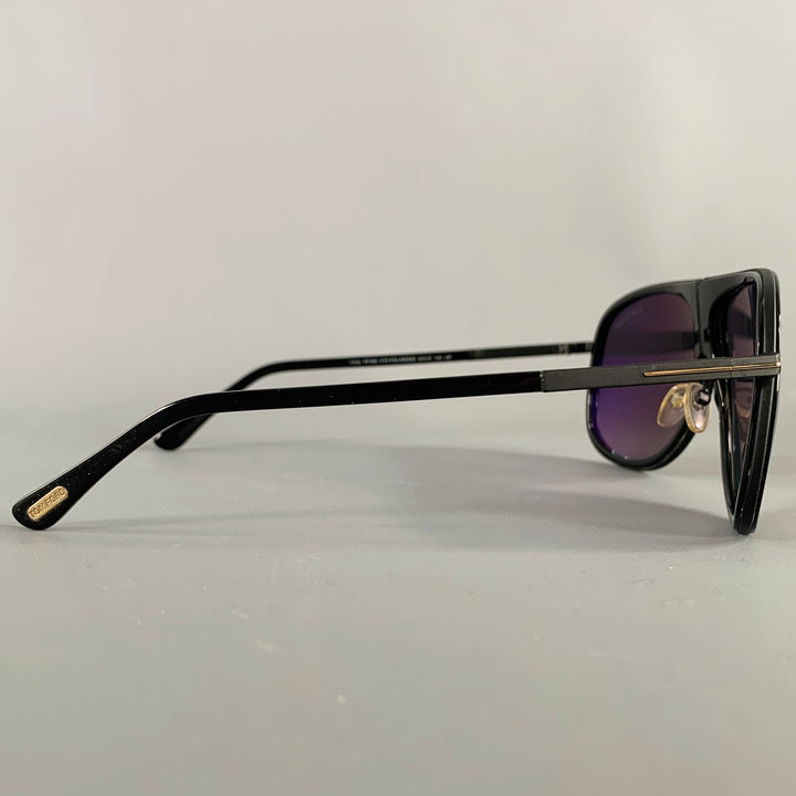TOM FORD Chris Black Acetate Teardrop Aviator Sunglasses