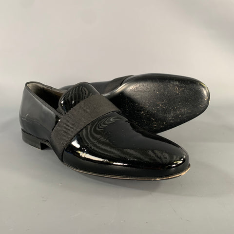 LANVIN Size 8 Black Patent Leather Slip On Loafers