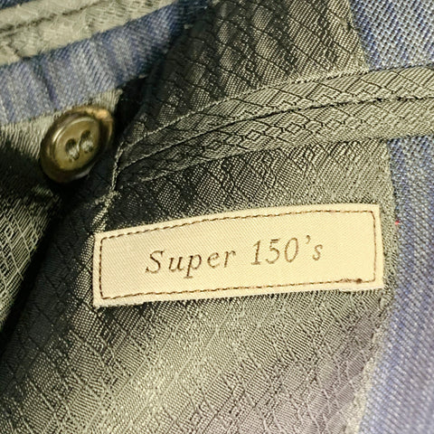 CANALI Size 42 Blue Grey Stripe Wool Single Breasted Notch Lapel Suit