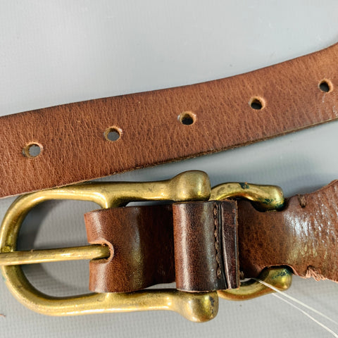 BILLS KHAKIS Size 32 Brown Gold Leather Belt