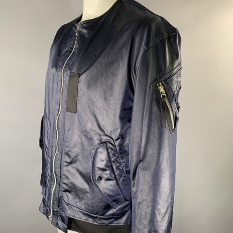 MEANSWHILE Size L Navy Black Polyester Cotton Nylon Reversible Jacket